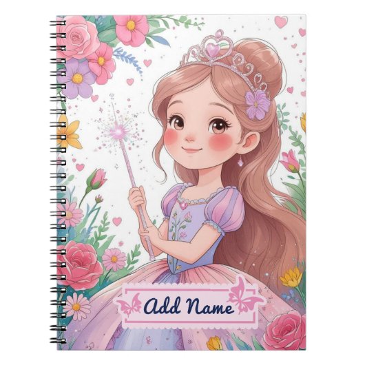 Cute Princess Paarse Jurk Notitieboek – Bewerkbare (Voorkant)