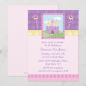Cute princess party castle verjaardaguitnodiging kaart (Voorkant / Achterkant)
