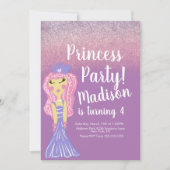 Cute Princess Party Doodle Invitation Kaart (Voorkant)