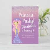 Cute Princess Party Doodle Invitation Kaart (Staand voorkant)