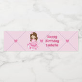 Cute Princess Personalized Pink Birthday Party Waterfles Etiket (Enkel label)