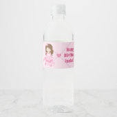Cute Princess Personalized Pink Birthday Party Waterfles Etiket (Voorkant)