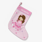 Cute Princess Pink Hearts Little Girl Monogram Kleine Kerstsok (Voorkant (Hangend))