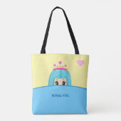Cute Princess royal veil on turkooise and yellow Tote Bag (Achterkant)