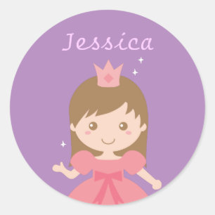 Cute Princess, Roze voor Little Girls Ronde Sticker