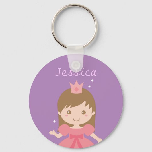 Cute Princess, Roze voor Little Girls Sleutelhanger (Voorkant)