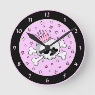 Cute Princess Skull Ronde Klok