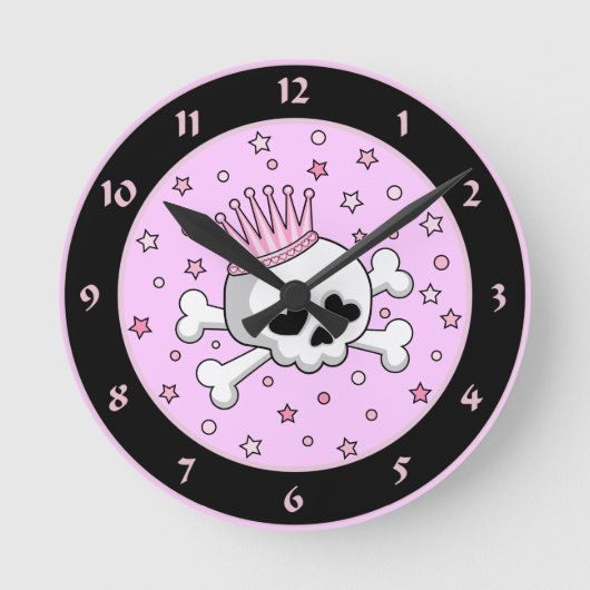 Cute Princess Skull Ronde Klok (Voorkant)