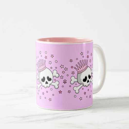 Cute Princess Skull Tweekleurige Koffiemok (Voorkant rechts)