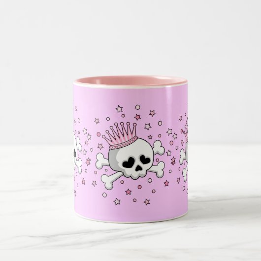 Cute Princess Skull Tweekleurige Koffiemok (Center)