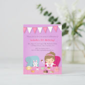 Cute Princess Tea Party Birthday Invitations Kaart (Staand voorkant)