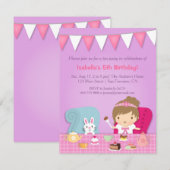 Cute Princess Tea Party Birthday Invitations Kaart (Voorkant / Achterkant)
