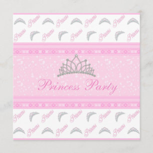 Cute Princess Tiaras Pink Birthday Party Kaart