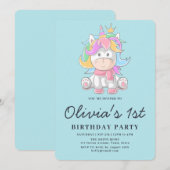 Cute Princess Unicorn 1e verjaardag Kaart (Voorkant / Achterkant)