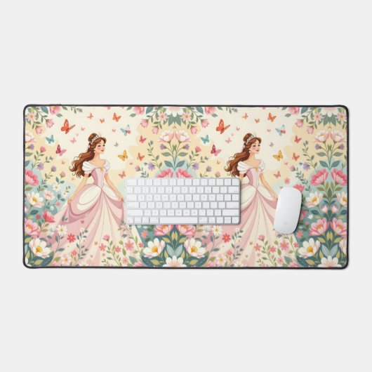 Cute princess with butterflies bureaumat (Keyboard & Muis)