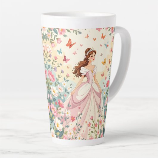 Cute princess with butterflies latte mok (Rechterhoek)