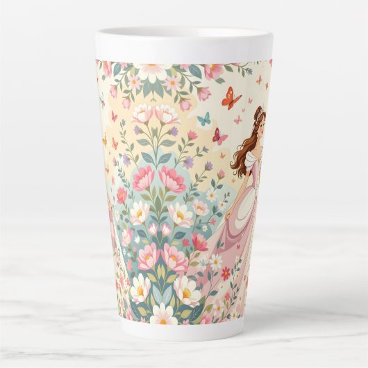 Cute princess with butterflies latte mok (Voorkant)