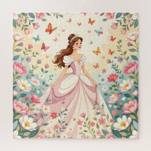 Cute princess with butterflies legpuzzel (Verticaal)