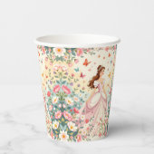 Cute princess with butterflies papieren bekers (Achterkant)