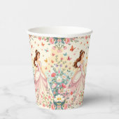 Cute princess with butterflies papieren bekers (Rechts)