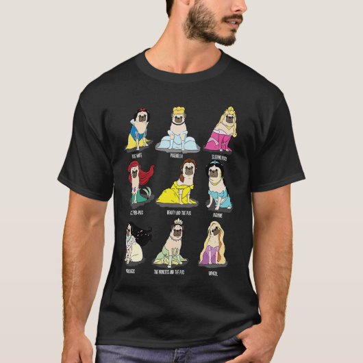 Cute Princesses Pug Pugmode Dog T-shirt (Voorkant)