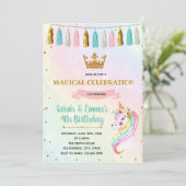 Cute  prinses eenhoorn feest uitnodiging (Staand voorkant)
