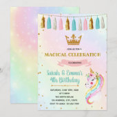 Cute  prinses eenhoorn feest uitnodiging (Voorkant / Achterkant)
