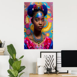 Cute prinses met tiara poster