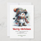 Cute printable funny snowman classic Xmas card Feestdagenkaart (Voorkant)