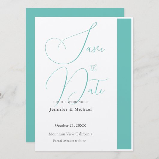 Cute Professionele Minimalistische Vlakke Moderne  Save The Date (Voorkant / Achterkant)