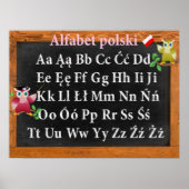 Cute Professor Owl Pools Alphabet Alfabet polski Poster (Voorkant)
