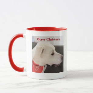 Cute Profile of White Dog Oranje Red Kerstmis Mok