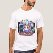 Cute Programmer Kat T-Shirt | Kawaii Coderende Kat (Voorkant)