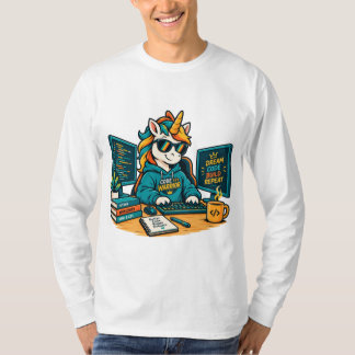 Cute Programmeur Eenhoorn Codeer Laptop Sticker T-shirt