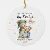 Cute promoted to big brother teddy bears christmas keramisch ornament (Voorkant)