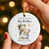 Cute promoted to big brother teddy bears christmas keramisch ornament
