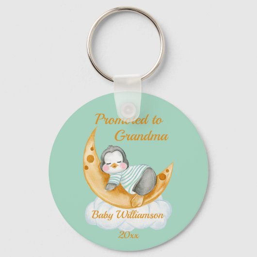 Cute Promoted to Grandma Baby Penguin Sleutelhanger (Voorkant)