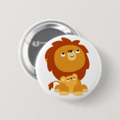 Cute Protective Pap Lion and Cub Button Badge (Voorkant /achterkant)