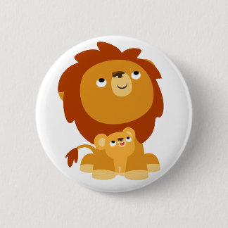 Cute Protective Pap Lion and Cub Button Badge
