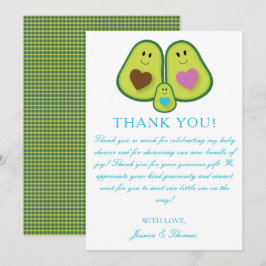 Cute Pset Avocado Boy Baby shower Hartelijk dank Bedankkaart