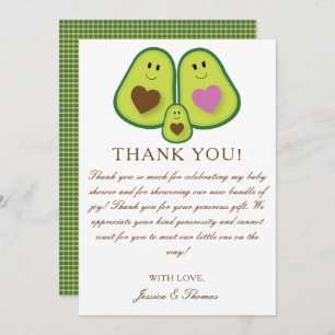 Cute Pset Avocado Gender Neutrale Baby shower Bedankkaart