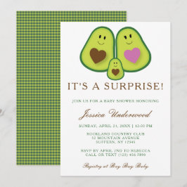 Cute Pset Avocado Gender Neutrale Baby shower Kaart
