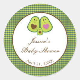 Cute Pset Avocado Gender Neutrale Baby shower Ronde Sticker