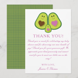 Cute Pset Avocado Girl Baby shower Bedankkaart
