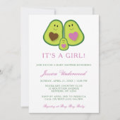 Cute Pset Avocado Girl Baby shower Uitnodiging (Voorkant)