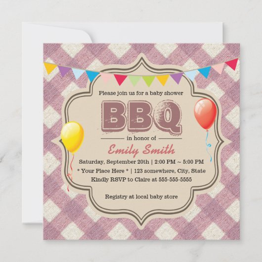 Cute Pset Baby shower BBQ Party-uitnodigingen Kaart (Voorkant)