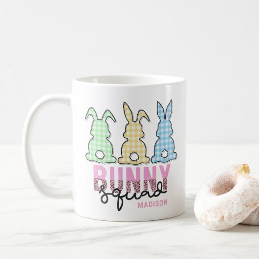 Cute Pset Bunny Squad Rabbit Persoonlijk Koffiemok (Met donut)