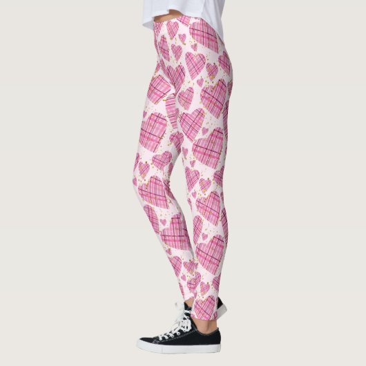 Cute Pset Hearts Pattern met Faux Gold Glitter Leggings (Links)