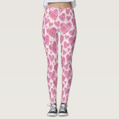 Cute Pset Hearts Pattern met Faux Gold Glitter Leggings (Voorkant)