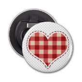 Cute Pset Red Heart en Stippen Button Flesopener (Voorkant)